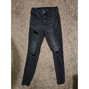 American Eagle Outfitters Black Distressed Skinny Jeans